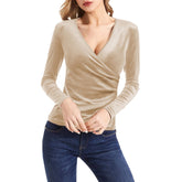 V-Neck Elegant Long-Sleeved T-Shirt